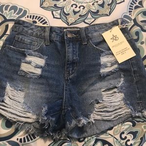 Distressed high waisted shorts